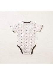 Juniors All-Over Printed Short Sleeves Bodysuit with Snap Closure