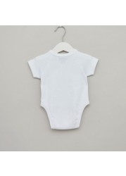 Juniors Solid Bodysuit with Short Sleeves and Round Neck