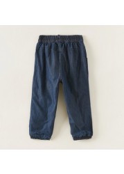 Juniors Solid Woven Pants with Pockets and Elasticated Waistband