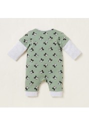 Disney Mickey Mouse Print Sleepsuit with Long Sleeves