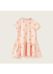 Juniors Striped Knit Dress with Short Sleeves