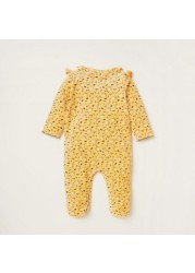 Juniors All-Over Floral Dot Print Closed Feet Sleepsuit with Long Sleeves