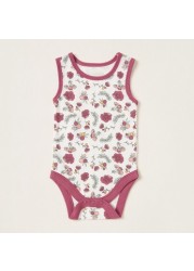 Juniors Sleeveless Printed Bodysuit with Round Neck - Set of 7