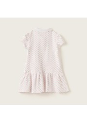 Juniors All-Over Polka Dot Print Knit Dress with Short Sleeves