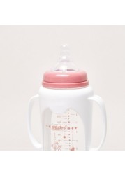 Giggles Printed Glass Feeding Bottle with Cover - 250 ml