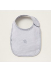 Love Earth Striped Organic Bib with Star Embroidery