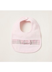 Juniors Textured Bib with Press Button Closure and Bow Applique