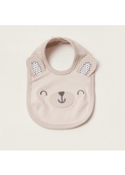 Juniors Bear Applique Detail Bib with Snap Button Closure