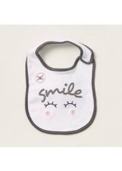 Juniors Slogan Print Bib with Button Closure