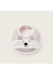 Juniors Striped Bib with Press Button Closure and Embroidery