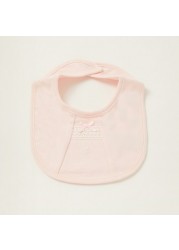 Giggles Solid Bib with Lace Detail and Press Button Closure