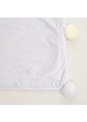 Juniors Suede Pom-Pom Detail Plush Blanket - 76x102 cms