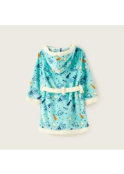 Juniors Space Print Bathrobe with Tie-Up and Hood