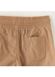 Juniors Solid Woven Shorts with Pockets and Drawstring Waistband