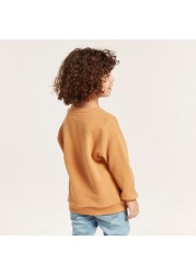 Love Earth Textured Organic Pullover with Long Sleeves and Pockets