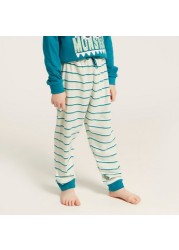 Juniors Printed Long Sleeves T-shirt and Striped Pyjama Set