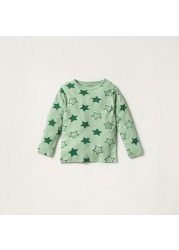 Juniors Star Print Long Sleeve T-shirt and Pyjama Set