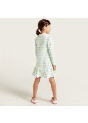 Juniors Striped Shirt Dress with Long Sleeves