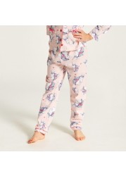 Juniors Unicorn Print Long Sleeve Shirt and Pyjama Set