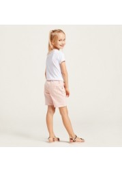 Juniors Solid Shorts with Pockets and Button Closure