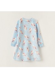 Juniors All-Over Unicorn Print Night Dress with Long Sleeves