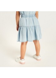 Juniors Solid Tiered Skirt with Elasticised Waistband