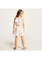 Juniors Polka Print Sleeveless Playsuit with Ruffle Detail