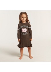 Juniors Printed Night Dress with Long Sleeves - Set of 2