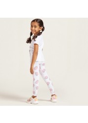 Minnie Mouse Print Leggings with Elasticated Waistband