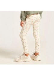 Love Earth All-Over Floral Print Organic Jeggings with Elasticated Waistband