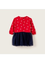 Sanrio Hello Kitty Print Knit Dress with Long Sleeves