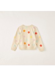 Juniors Polka Dot Print Pullover with Long Sleeves