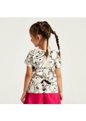 Disney 101 Dalmatians Print Round Neck T-shirt with Short Sleeves