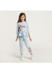 Minnie Mouse Print Peplum Top and Jogger Set