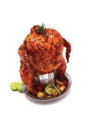 Grillpro Chicken Roaster & Brush (18 x 22 x 5 cm, Set of 2, Black & Silver)