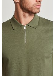 Knitted Zip Polo Shirt