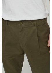 Pleated Stretch Chino Trousers