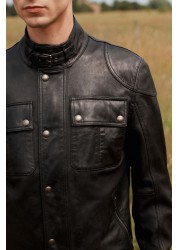 Signature Four Pocket Leather Biker Jacket