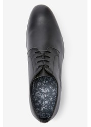 Round Toe Leather Derby Shoes