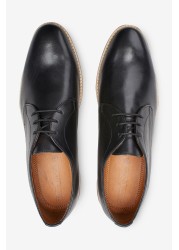 Contrast Sole Leather Derby Shoes Regular Fit