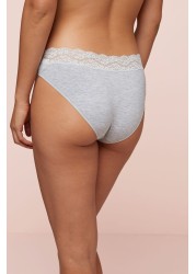 Lace Trim Cotton Blend Knickers 4 Pack High Leg