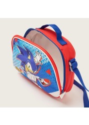 Sonic Printed Lunch Bag with Adjustable Strap and Zip Closure