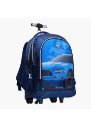 Mustang Printed Trolley Backpack - 18 inches