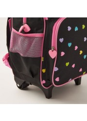 Maricart Heart Print Trolley Backpack with Lunch Bag and Pencil Case