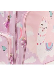 Juniors Llama Print Trolley Backpack with Lunch Bag and Pencil Pouch