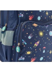 Maricart Space Print Trolley Backpack with Lunch Bag and Pencil Pouch