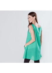 House of Napius Maternity Printed Sleeveless Tunic with Button Detail