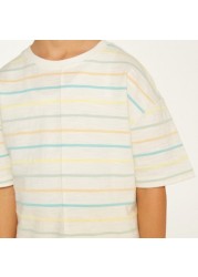 Striped Crew Neck T-shirt with Short Sleeves