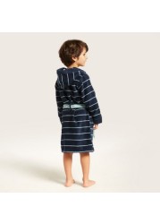 Juniors Striped Bath Robe with Long Sleeves and Pockets