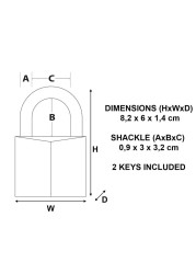 Master Lock Brass Key Padlock W/Keys (8.2 x 6 x 1.4 cm)